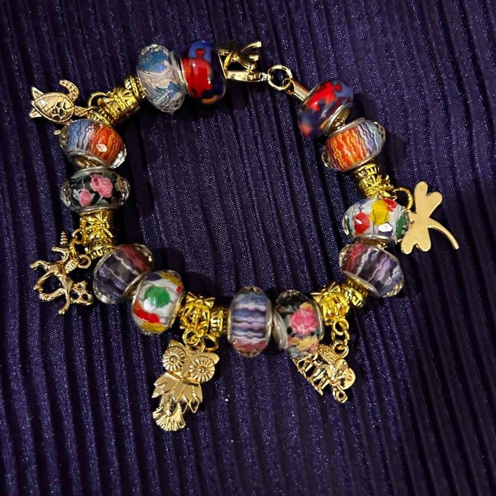 Gold and Multicolor Charm Bracelet